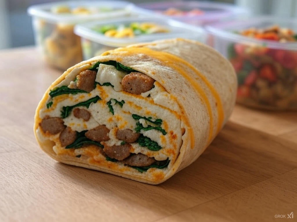 Egg White Breakfast Burritos with Turkey Sausage