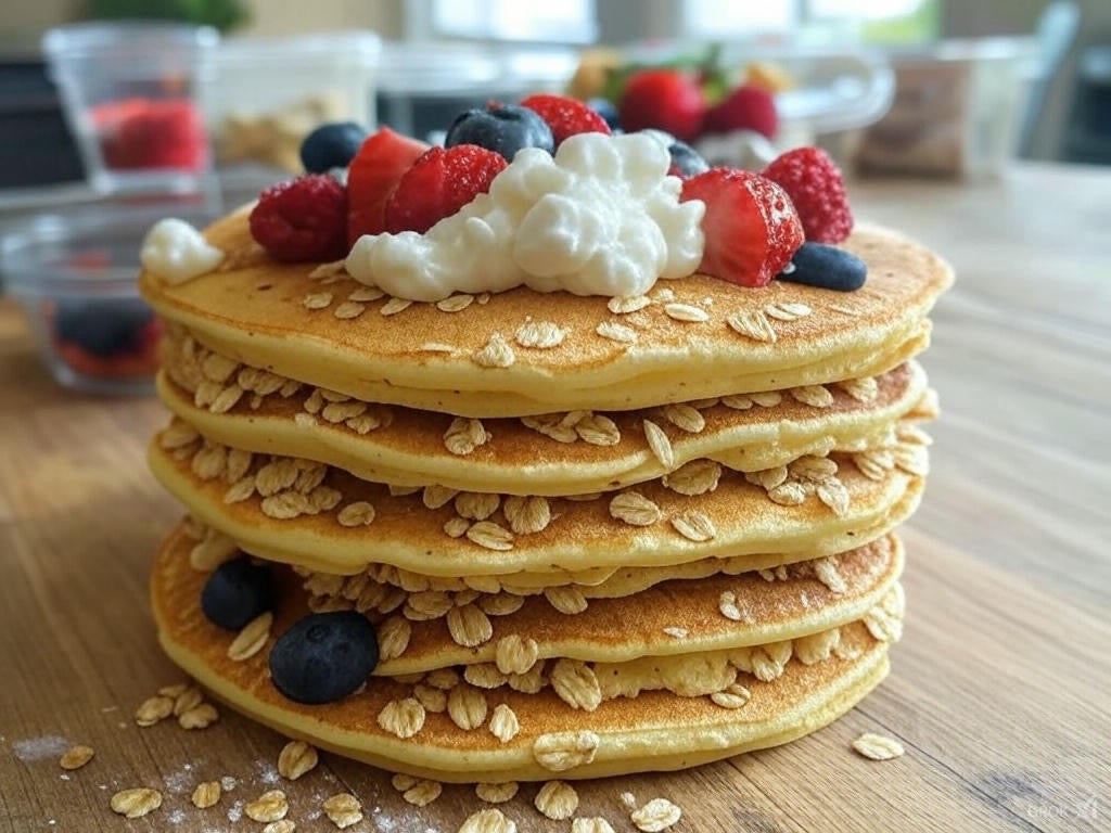 Cottage Cheese and Berry Protein Pancakes