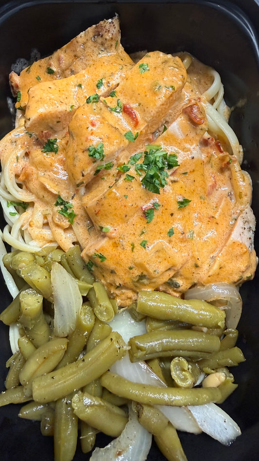 Marry Me Chicken over Linguine with Green Beans