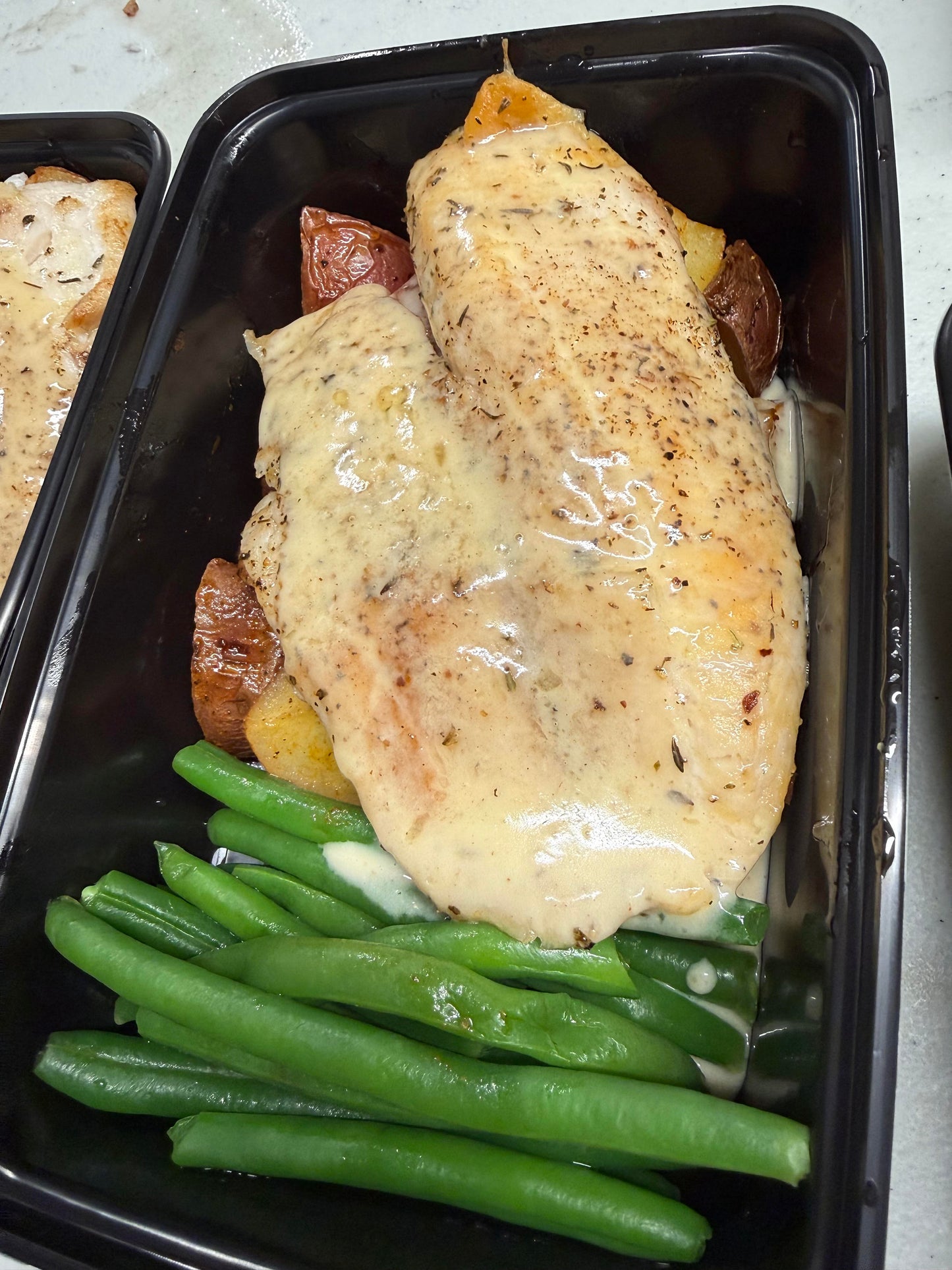 Garlic Butter Tilapia with Roasted Red Potatoes and Green Beans