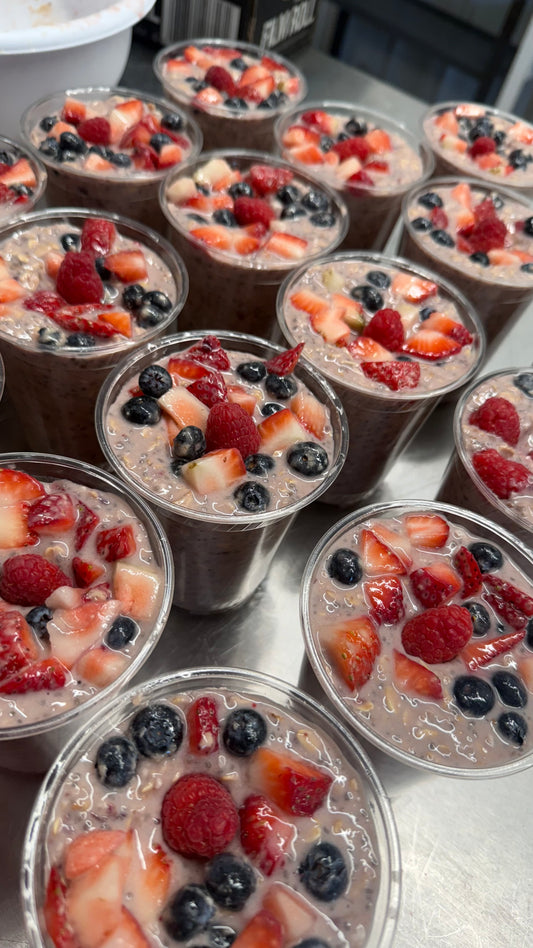 High Protein Mixed Berry Overnight Oats