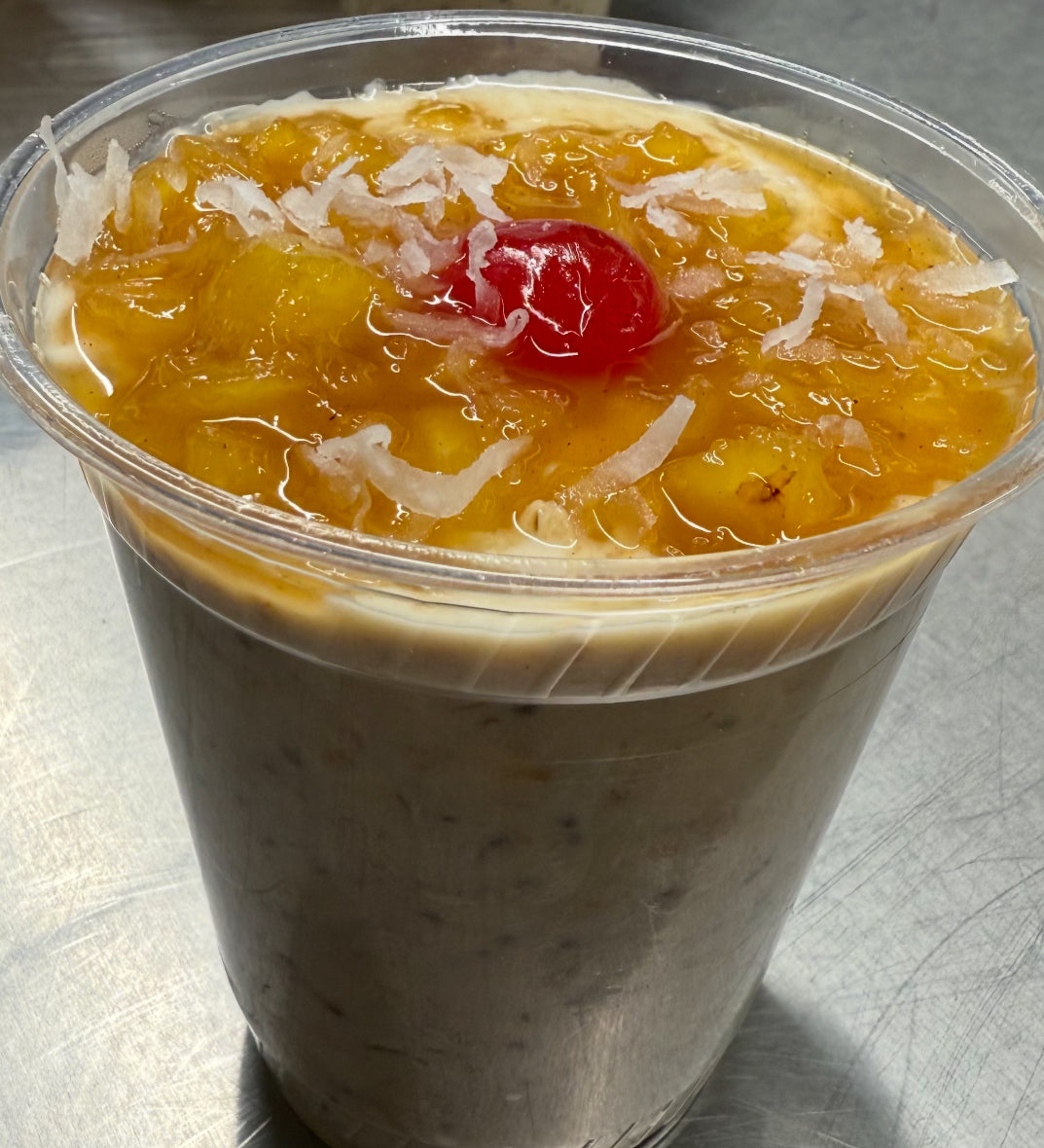 Pineapple Upside Down Cake High Protein Overnight Oats